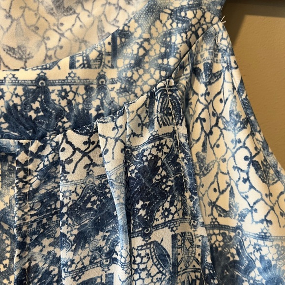 L’Atelier Blue & White Geometric Floral Print Sleeveless Hi-Low Dress - Picture 5 of 16